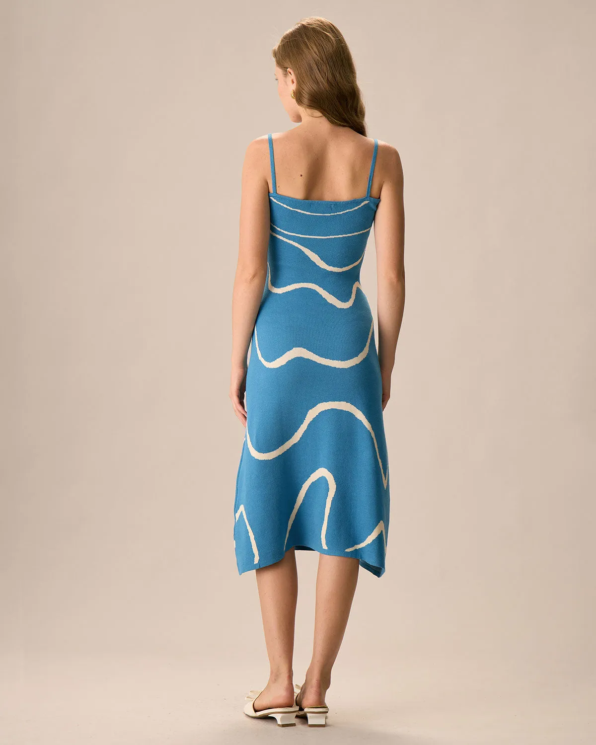 The Blue Wave Mermaid Hem Knit Midi Dress