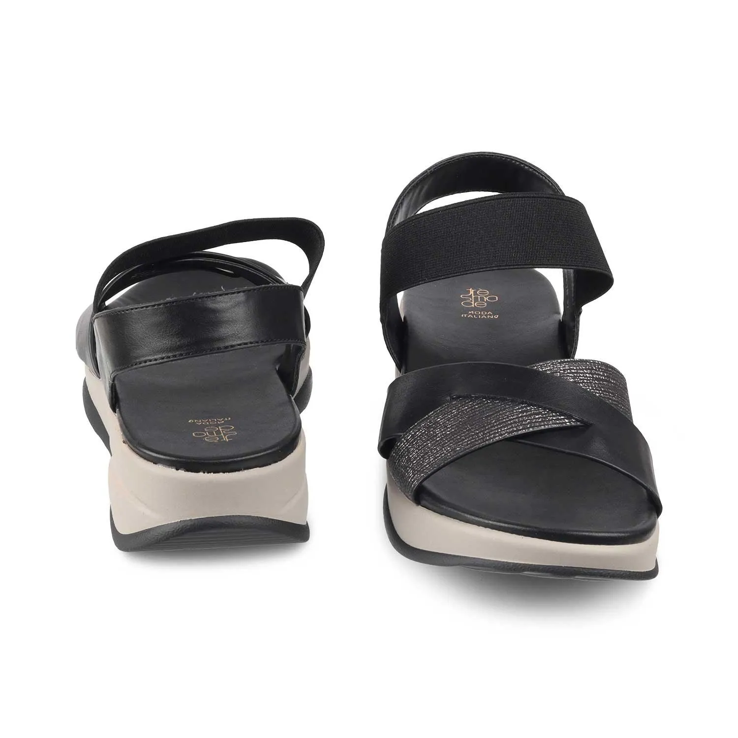 The Brasilaa Black Women's Casual Wedge Sandals Tresmode