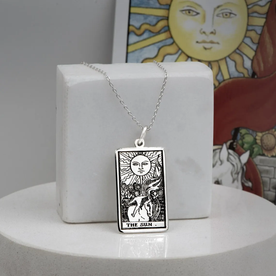 The Sun Tarot Card Necklace Gold or Silver Tarot Pendant Tarot Gifts Tarot Jewelry Celestial Necklace