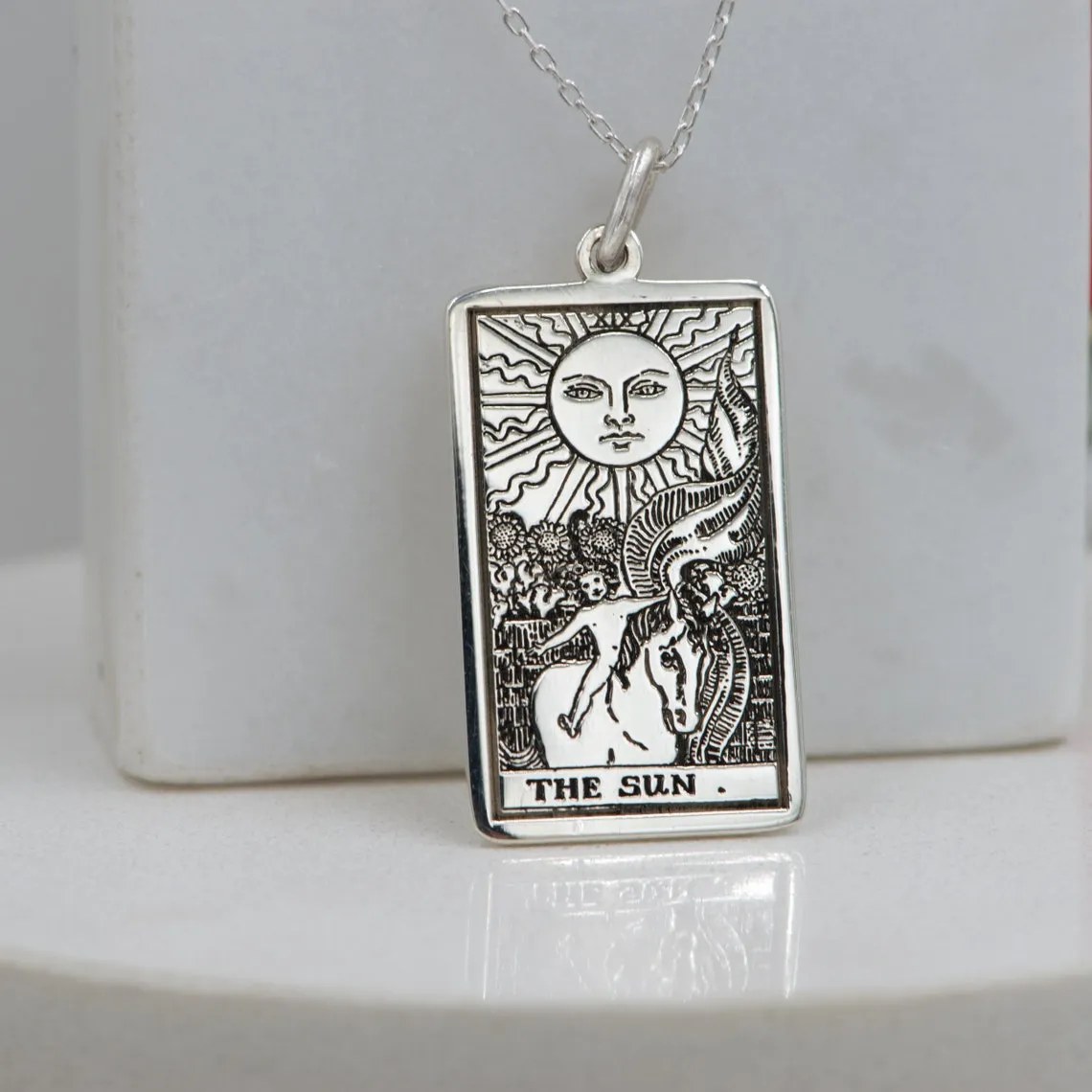 The Sun Tarot Card Necklace Gold or Silver Tarot Pendant Tarot Gifts Tarot Jewelry Celestial Necklace