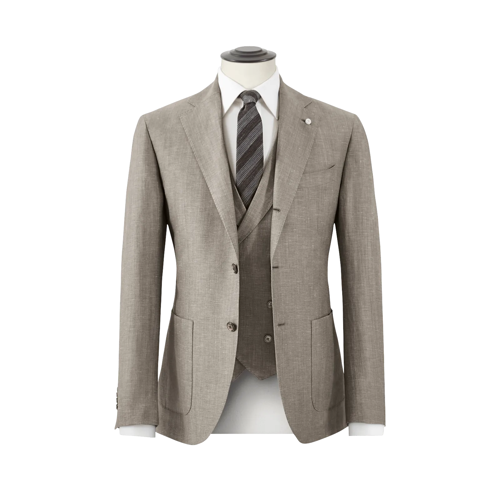 THREE PIECE MENS SUIT IN WOOL LINEN