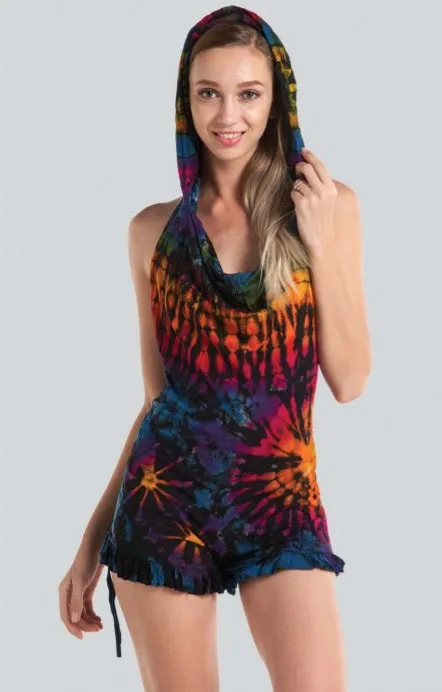 Tie-dye Romper - Hooded and Backless - 3 color combos!