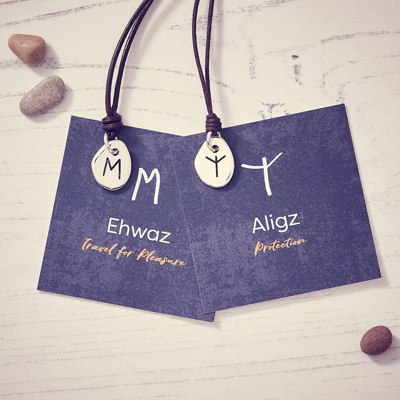 Travel Rune Leather or Vegan Cord Necklace