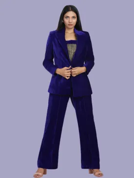 Velvet Pant Suit - Royal Blue