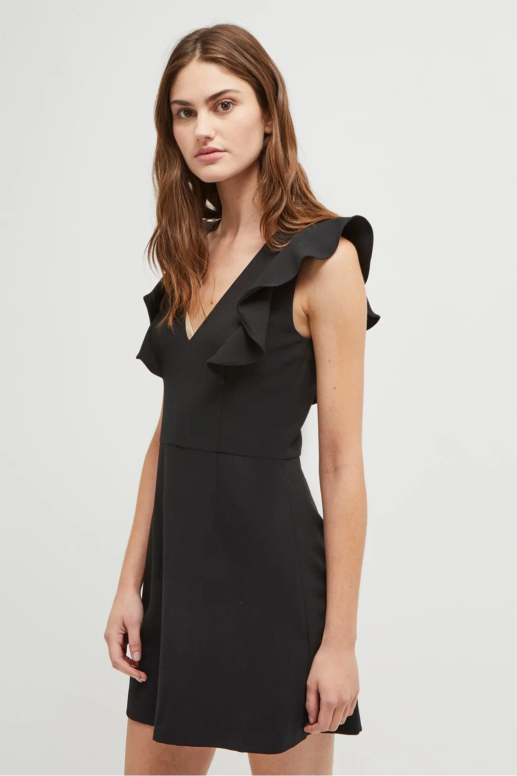 Whisper Ruffle V Neck Dress