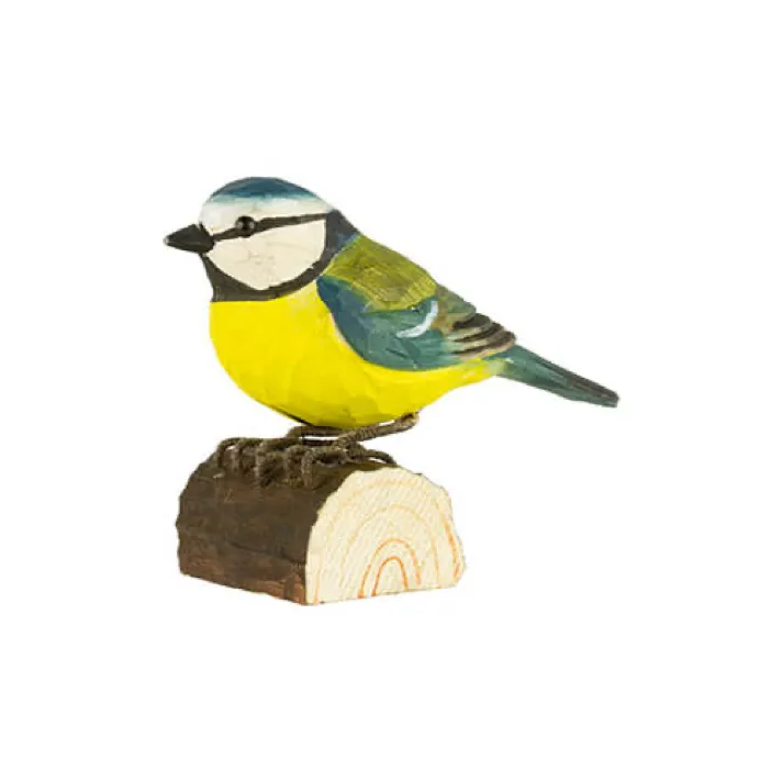 Wildlife Garden Decobird Carved Wood figure of a Blue Tit