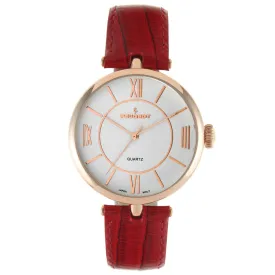 Women's 38mm Watch T-Bar Dress Red Leather Strap