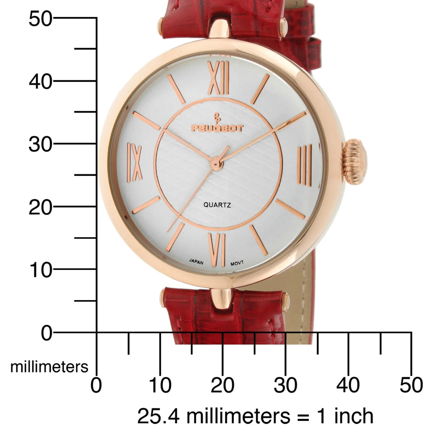 Women's 38mm Watch T-Bar Dress Red Leather Strap