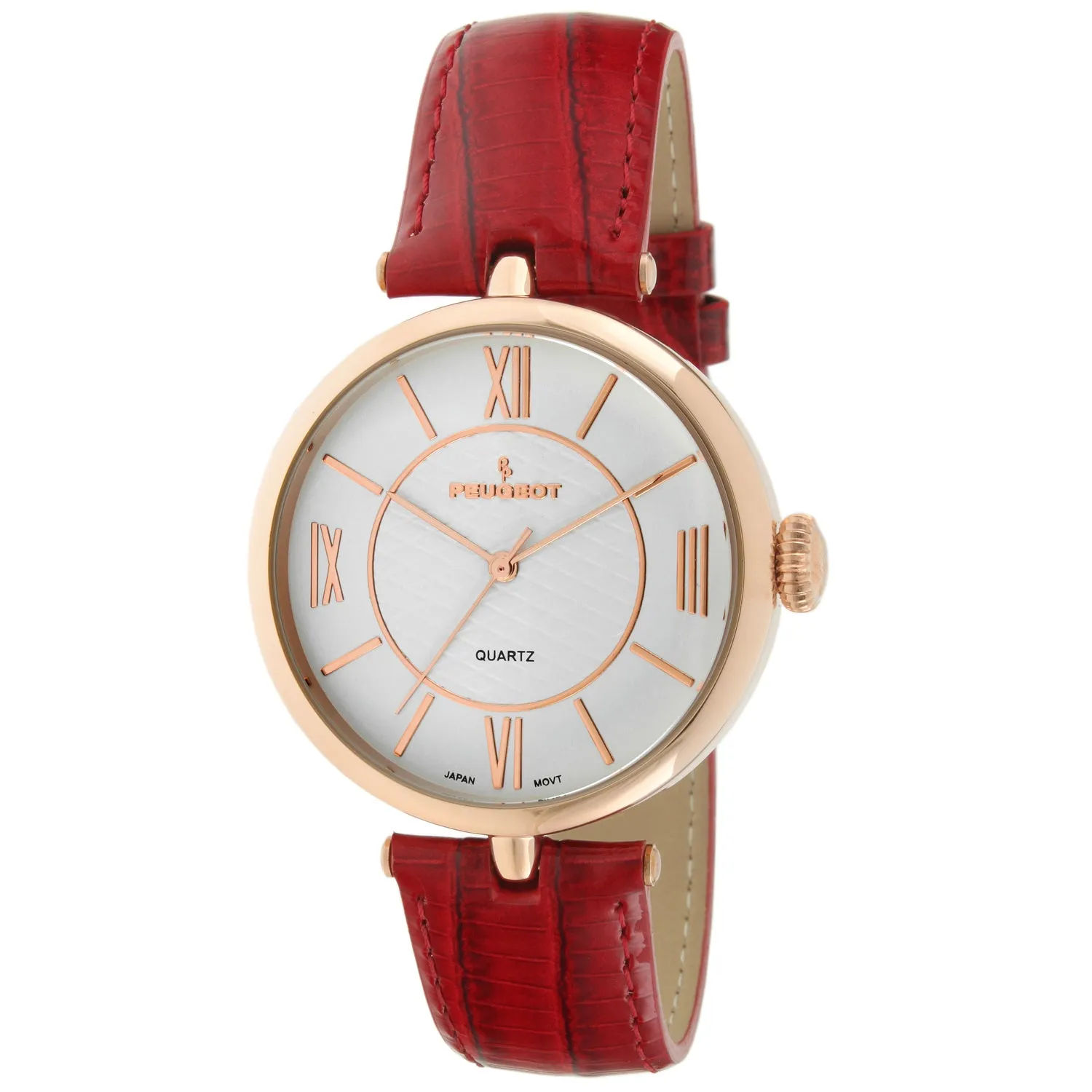 Women's 38mm Watch T-Bar Dress Red Leather Strap