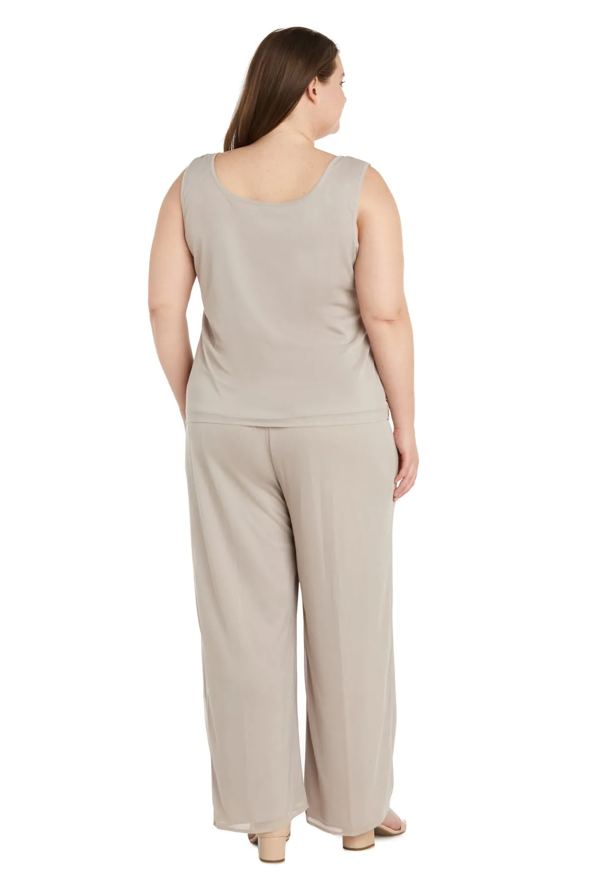 Women's Plus Size Sleeveless Glitter Top Three-Piece Pant Set