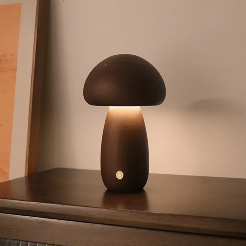 Wood Carved Mushroom Light