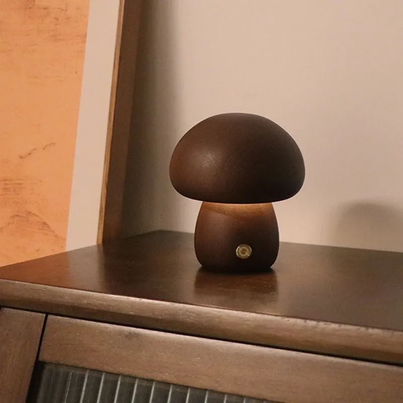 Wood Carved Mushroom Light